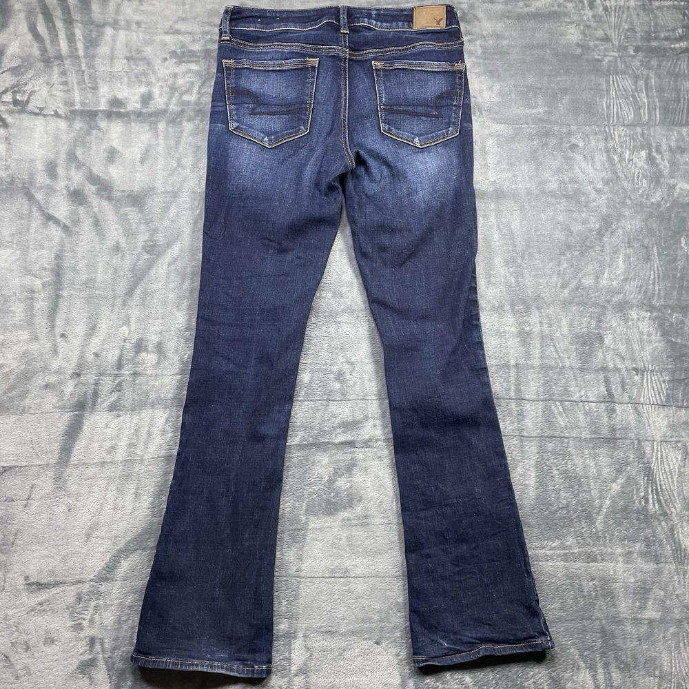 American Eagle Jeans Women 8 Regular Blue Low Rise Skinny Kick Dark Wash Stretch - Picture 5 of 10